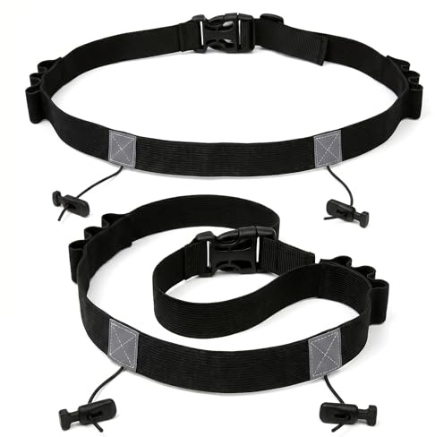 Nastro numero di partenza per triathlon, 2 pezzi (nero, 84 cm) | Cintura da corsa con porta numeri, 6 supporti in gel, per maratona, ciclismo, triathlon