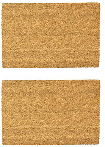Nicola Spring Coir Door Mats - 90 x 60cm - Classic - Pack of 2 - Decorative Indoor Front Door Floor Mat Entry Dirt Trapper Rug Outdoor Boot Scraper Non Slip Backing Doormat