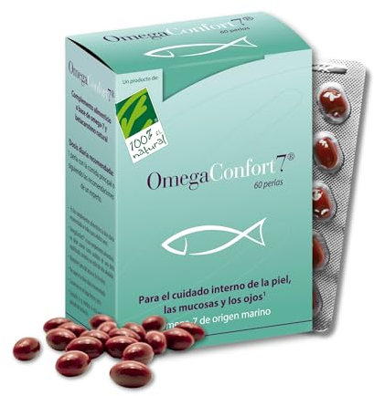 Omega 7 Provinal® Patentado - 420mg por Perla - Betacaroteno Natural - Ayuda a Mantener la Hidratación y Elasticidad de la Piel, las Mucosas y los Ojos - Con Vitamina B2-60 Perlas - 100% Natural