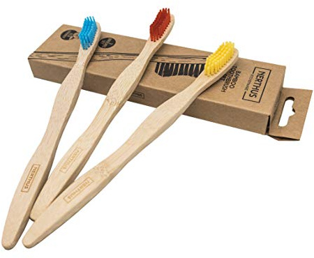 NERTHUS FIH 724 Set de 3 Cepillos de Dientes de Bambú