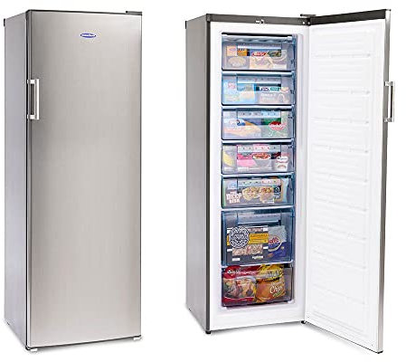 Iceking 170x60cm 242 Litre Tall Freezer with 7 Freezer Compartments, Adjustable Thermostat and Feet- 2 Year Guarantee (Silver)