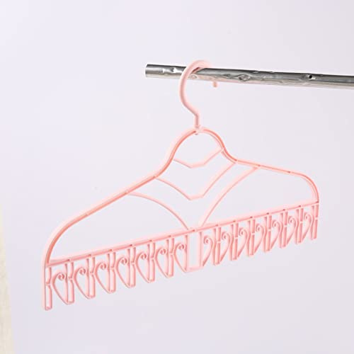 plplaaoo Laundry Drying Rack, Multifunctional Clothes Drying Rack Plastic Seamless Wrinkle Free Clothes Hanger with V Shaped Clip Hook for Drying Socks, Cloth Diapers, Bras (Pink), Laundry Hanger
