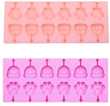 TEMOOUES 1 lot de moules à sucettes en silicone – 12/66 cavités mignonnes de dessins animés fleurs fruits bonbons chocolat