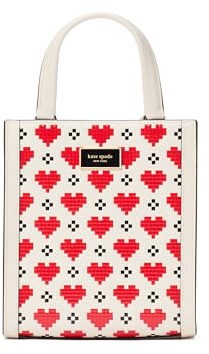 kate spade new york Manhattan Mini Tote Bag, Pixel Heart Cream, One Size