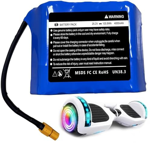 25,2 V 4000 mAh wiederaufladbarer Hoverboard-Akku, 4 Ah Hoverboard-Ersatzakku mit hoher Kapazität, 25,2 V, 4000 mAh, kompatibel mit 100-W 200W 300W Hoverboard-Motor