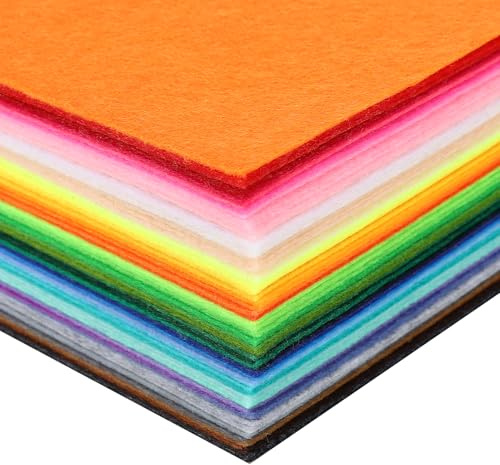 Xialvyu 66 Farben Bastelfilz, Filzplatten 30 x 20 cm | Bunte Filz zum Basteln, 1mm Filzstoff Felt Fabric, für DIY-Projekte Handwerk Nähen Projekte Patchwork Decoration