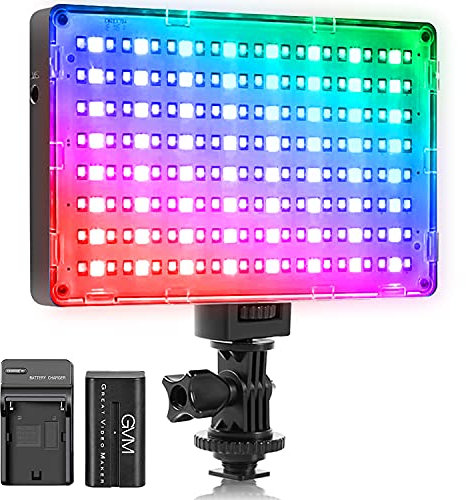 GVM LED kameralicht mit Akku, CRI97 3200K-5600K RGB videolicht led für DSLR Kamera Camcorder YouTube Fotografie Videolicht, videoleuchte led dauerlicht Fotografie studiolicht,LED Fotolicht RGB