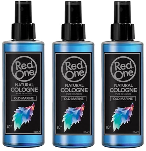RedOne Natural Cologne Spray Old Marine (3x150ml) 80° Alkohol | Herrenduft Blumig | Aftershave Herren | Eau de Cologne Men | Barbershop-Duft | Vorteilspack