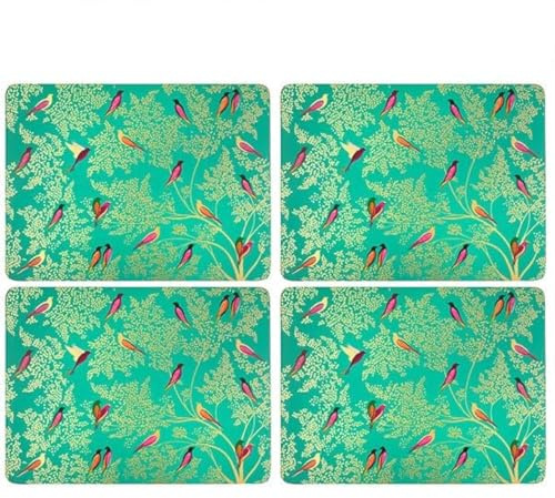 Portmeirion Pimpernel Sara Miller Tischsets mit grünen Vögeln, 4 Stück