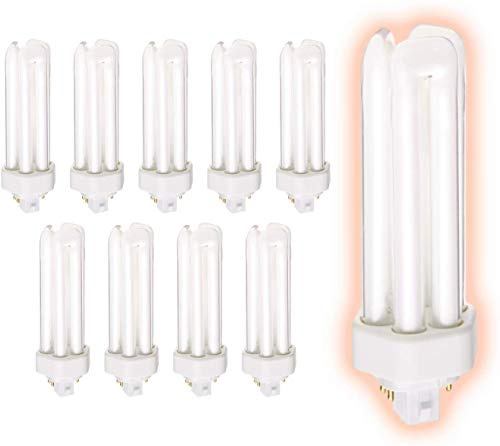GoodBulb 32-Watt CFL Bulbs | 4 Pin GX24Q-3 Base 4100K Cool White Color | 2400 Lumens | Triple Tube Compact Fluorescent Light Bulbs Plug-in | Pack of 10 Bulbs