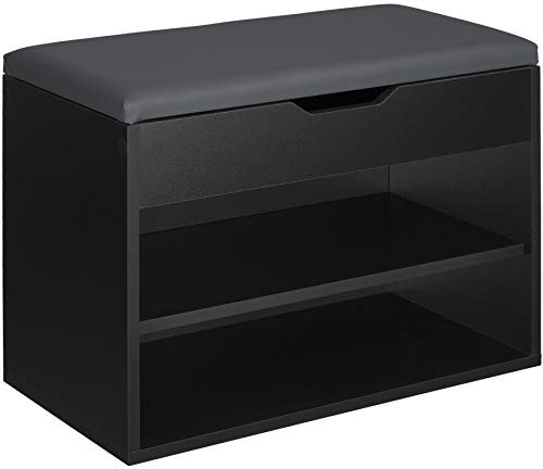 tectake® Schuhschrank mit Sitzbank, Schuhregal, Sitzbank mit Stauraum, Garderobe, Garderobenschrank, Schuhbank mit Sitzfläche, Sitzkissen Bank, Kommode Flur