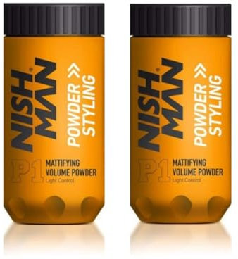 NISHMAN Polvere Styling per Capelli P1 - Volume Opacizzante Light Control 20g + 20g - Massimo Effetto Volume e Texture - Polvere per Capelli Perfetta per Tenuta Flessibile e Finitura Opaca