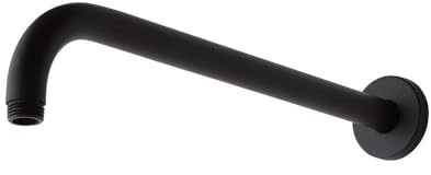 Kiamami Valentina Braccio Doccia Tondo Curvo Nero Opaco Attacco Soffione | Ottone nero opaco, lunghezza 40 cm, attacco standard G 1/2, compatibile con soffioni doccia