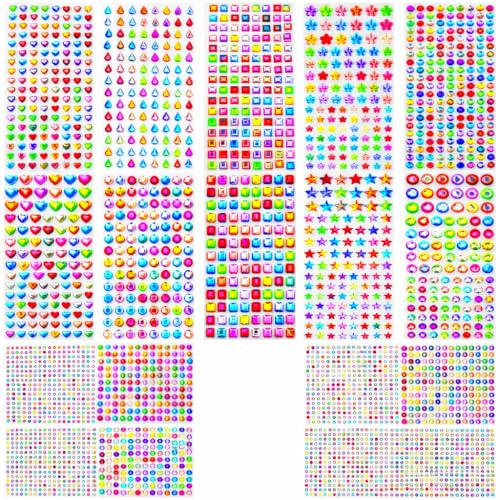 3138 Självhäftande Strassklistermärken, 14 Ark Akryl Diamantstickers i Blandade Former för Scrapbooking, Korttillverkning, Pyssel och DIY Dekoration