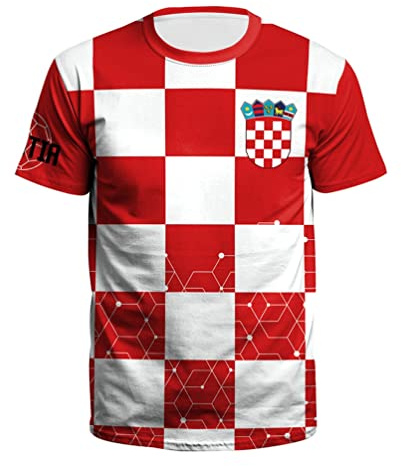YuanDiann 2022 Katar Fußball Weltmeisterschaft T-Shirt Kurzarm Rundhals 3D Drucken Nationalflagge Fanshirt Sport Casual Atmungsaktiv Trikots Fussballshirts für Herren und Damen