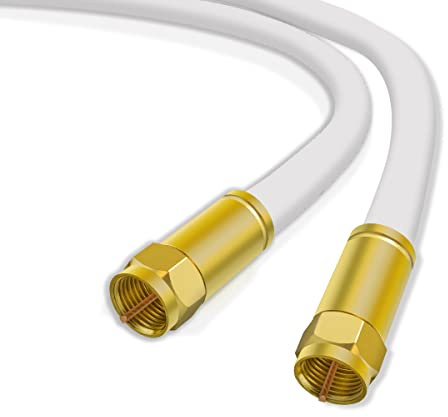 Sterndiscount 25m SAT Kabel 135dB Ultra HD 4K Satellitenkabel 5-Fach Schirmung DVB-S2 DAB vergoldete F-Anschlussstecker für Sat-Anlage, Kabelmodem mit F-Stecker 75Ohm Weiß