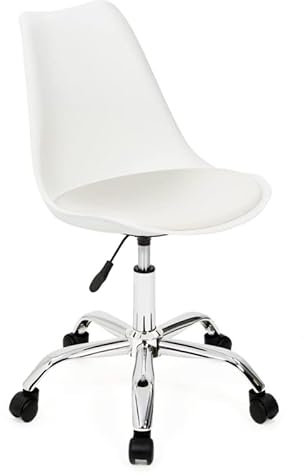 IDMarket - Chaise de Bureau scandinave SARA Blanche à roulettes