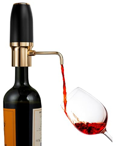 Sip & Shimmer Electric Wine Aerator, Modern Aerator, Electric Wine Dispenser, Black & Gold Wine Pourer, Automatic Wine Pump, Re-chargeable, Wine Gift, Mothers Day Gift, Gift for Mom