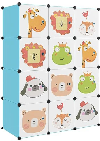 vidaXL Kinderschrank Modular mit 12 Würfeln Blau PP