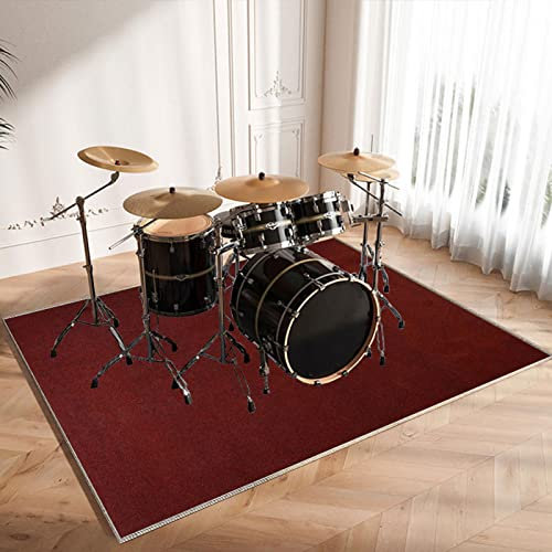 CDVR Schlagzeugteppich 180 x 140 cm Drum Teppich, Schallschutz Teppichmatte, rutschfeste Schallschutzmatte Trommelmatte, Schallschutzteppich Für Bassdrum-Snare für Instrumente Teppich, Rot