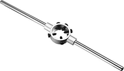 CoCud Matrice Scorte Chiave, Fit M24-M27 / 36mm-55mm (OD) Rotondo Matrici, Nichel Placcato Regolabile Matrice Maniglia Supporto - (per Macchina Filettatura Riparazione), 1 pezzo