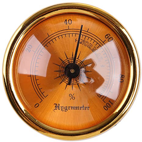 vsilay Analog Hygrometer, Gold, Part Number: vsilay, Mini Round Glass Lens for Humidor