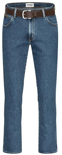 Wrangler Pantalones Vaqueros Elasticos Tejanos para Hombre con Cinturón en Negro o Marrón (W44L32, Stonewash + Cinturón Marrón)