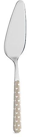 NÉVA | BISTROT Cuoricini Palette à gâteau, Couverts en Acier Inoxydable, Passe au Lave-Vaisselle, Décoration Indélébile, Gris Tourterelle