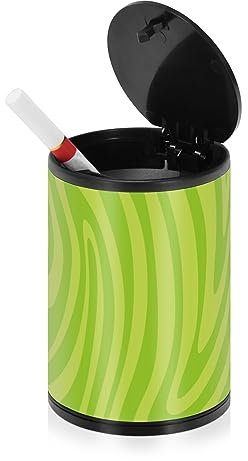 Grüne gewellte Linien Rauchfreier Aschenbecher für Zigaretten für Autos mit Deckel Geruchssicher Edelstahl Tragbare rauchfreie Autozubehör Asche