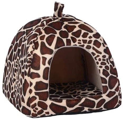 MdybF Hundebett Nettes Erdbeer Haustier Hund Katzenhaus Faltbares Warmes Weiches Winter Hundebett Sofa Höhle Welpen Hundehaus Zwinger Nest Für Kleine Hunde Katzen-Leop-M