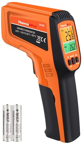 ThermoPro TP450 Pistolet de Température Double Laser pour la Cuisson, Thermomètre Infrarouge Numérique pour Four à Pizza, Pistolet Thermomètre Laser -50 ℃ à 500 ℃ (pas pour les humains)
