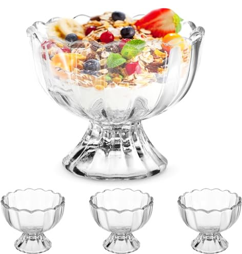 Kichvoe 4pcs Ice Cream Cups Glass Dessert Bowls Sundaes Glasses Soda Bowls for Iced Tea
