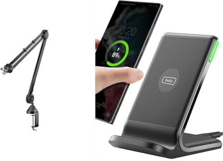 RØDE PSA1 Professional Studio Arm, MultiColored & INIU Wireless Charger, 15W Fast Wireless Charging Stand Qi Certified Sleep-friendly Adaptive Light