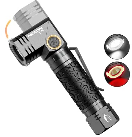 NICRON L71 1800 Lumens Flashlight with Magnet，90 Degree Rotating Type-C Rechargeable Work Light, IP65 Waterproof Handheld Flashlights for Camping, Outdoor, Emergency