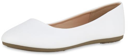 VAN HILL Damen Klassische Ballerinas Flach Basic Klassisch Schuhe 215500 Weiss 36