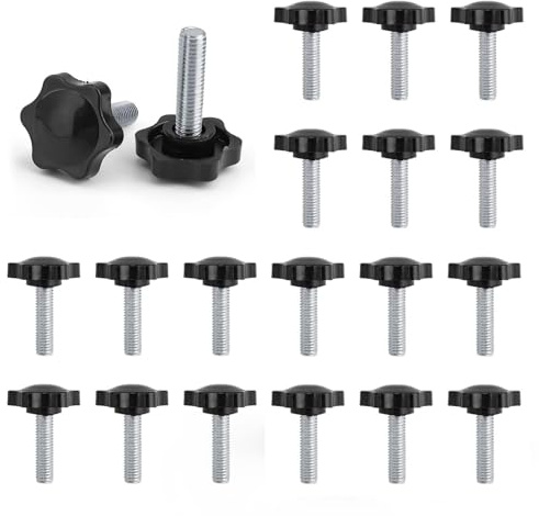 Vite con Manopola M8 x 40 MM, 20 Pezzi Vite a Stella M8, Forma Stella Maniglia Impugnatura Vite, Impugnatura Comoda, adatte per Macchinari, Industria e Attrezzature (Nero) 0XBIT