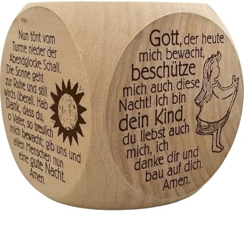 Gebetswürfel Kinder Tischgebte - Holzwürfel für Taufe, Kommunion, Abendgebte - Würfelspiel für Groß und Klein mit Motiven - HolyHaul