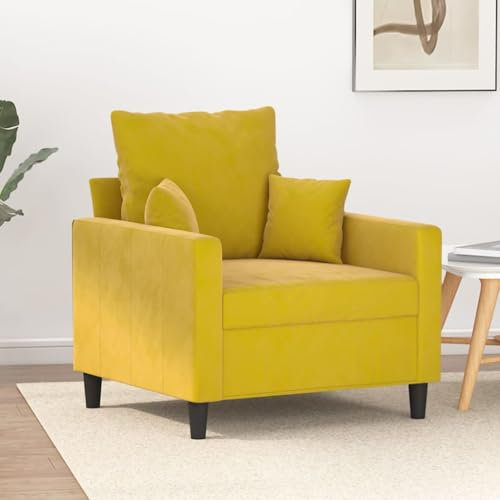 LAPOOH Sessel Gelb 60 cm Samt, Fernsehsessel, Kinosessel, Lesesessel, Tv Sessel, Ohrensessel, Armsessel, Seselstuhl Wohnzimmer - 359289