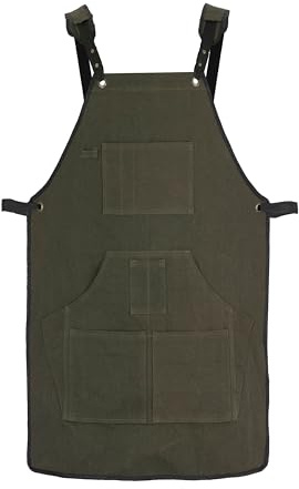 Leathershire Working Apron | Waxed Canvas | Unisex Canvas | Work Apron | Tool Pockets | Cross Back Straps Adjustable | Woodworking | Gardening Apron