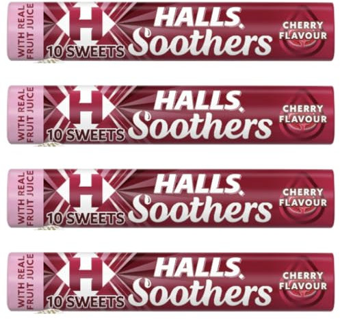 Soothers Throat Sweets Multi Pack - Cherry Lozenges - 4 Pack, 45g Each - Packed by Black Nore Gifts