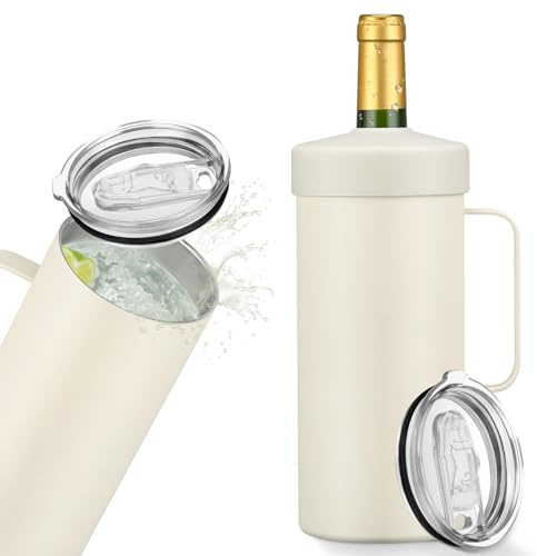 Wine Bottle Chiller with Handle | Portable Rapid Cooling Champagne Insulator | Stainless Steel Wine Cooler Sleeve | Ideal Gift for Wine Lover | | Perfect for Dinner Parties & Outdoor Picnics