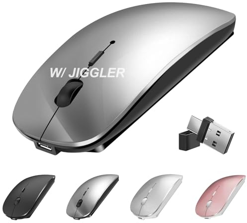Suteke Souris sans fil pour MacBook Air iMac Pro Ordinateur Portable Ordinateur de Bureau Rechargeable Silencieuse Souris Sans Fil USB C avec Jiggler pour Surface Pro (Bluetooth 5.2/3.0, 2.4G USB A