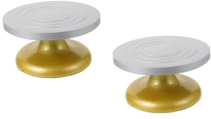 MAGICLULU Lot De 2 Plateaux Tournants en Plastique Et Acier pour Argile Lisseur Transparent pour Fondant Pâtisserie Décoration De Gâteaux Couvercle Plateaux Établi Rotatif