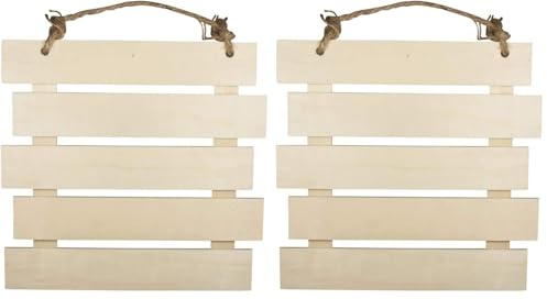 Rayher 62865505 Cartel de madera con listones, 30.5 x 31.6 x 1.5 cm, Cartel decorativo al natural para colgar (Paquete de 2)