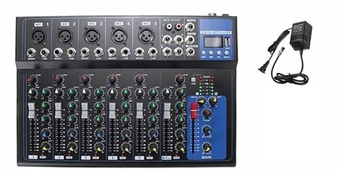 Mesa Mezclas DJ, Mezclador de audio Dj Calidad de 7 canales con entrada de disco USB Poner alimentación fantasma de 48 V