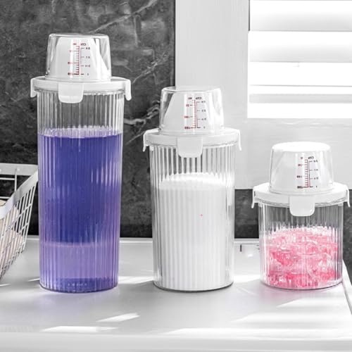 Floweringbeter Waschmittel-Aufbewahrungsbox für Zuhause, großes Fassungsvermögen, Kunststoff-Design für die Organisation von Wäscheutensilien (rund (800 ml))