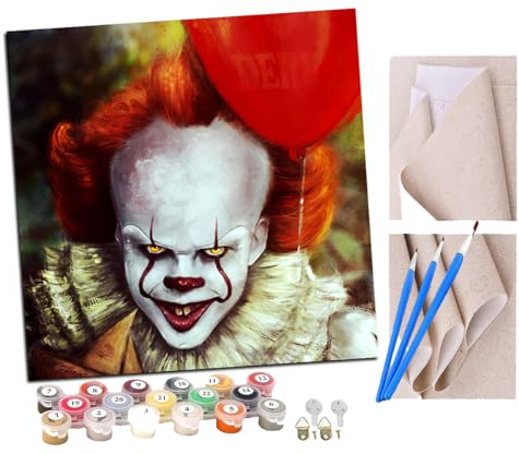 SENDJJ Paint by NumbersMovie Anime Cartoon Paper Boat Balloon Clown Kits for Adults Kids Beginners 40 x 40 cm Adults with Paintbrushes DIY Painting for Home Decoration Without Frame