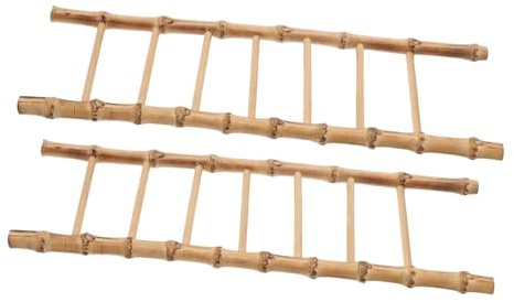 GARIOUANS 2pcs Miniature Bamboo Ladder Set Vintage Inspired Tiny Decorative Ladder for Fairy Garden Dollhouse Furniture DIY Craft Accessory Realistic Texture Micro Landscape Ornament