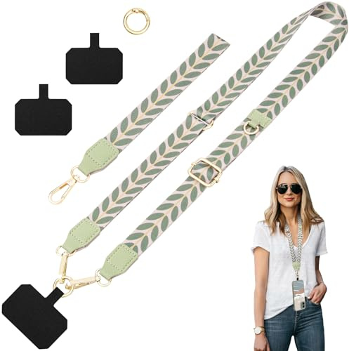 ONEKERUN Universelle Cordon Telephone Portable Dragonne Telephone Cou et Poignet Cordon Coque Téléphone Bandoulière Réglable avec 2 Patchs pour Smartphones Appareil photo
