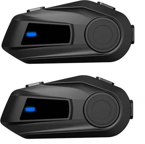 Spovii Intercomunicadores Moto Bluetooth BT-S6 - Bluetooth 5.3, Micrófonos Blando y Duro, Compartir Música, Alcance 1000m - para Comunicación en Casco (2*BT-S6)